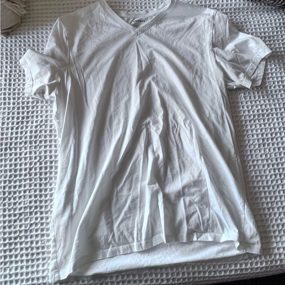 BOMBAS Pima Cotton V-Neck T-Shirt MENS LARGE - Picture 3 of 7